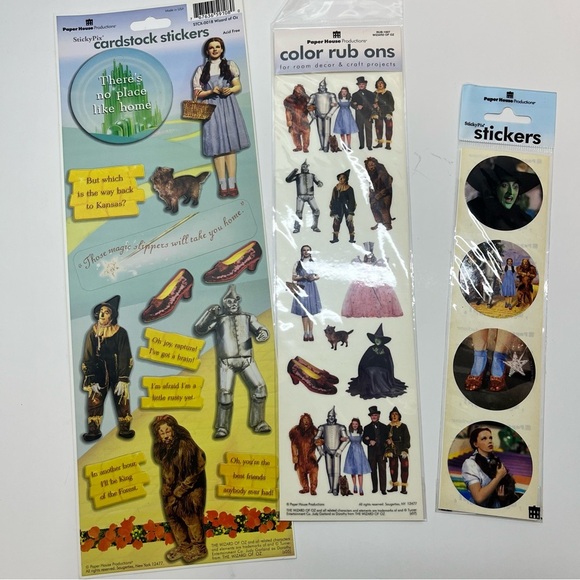 the wizard of oz sticker lot 2 sticker sheets 1 color rub on. - Picture 2 of 5